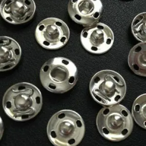 10mm Silver Metal Sew-in Snap Fasteners (press studs/poppers ) x10 sets