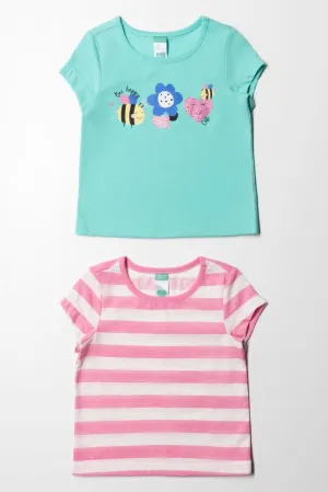 2 Pack Short Sleeve T-Shirt Blue And Pink