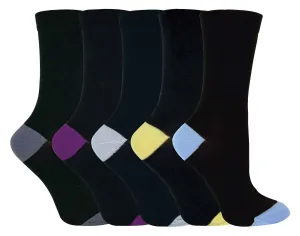 5 Pairs Ladies Coloured Heel & Toe Socks (CS2) Purple H&T