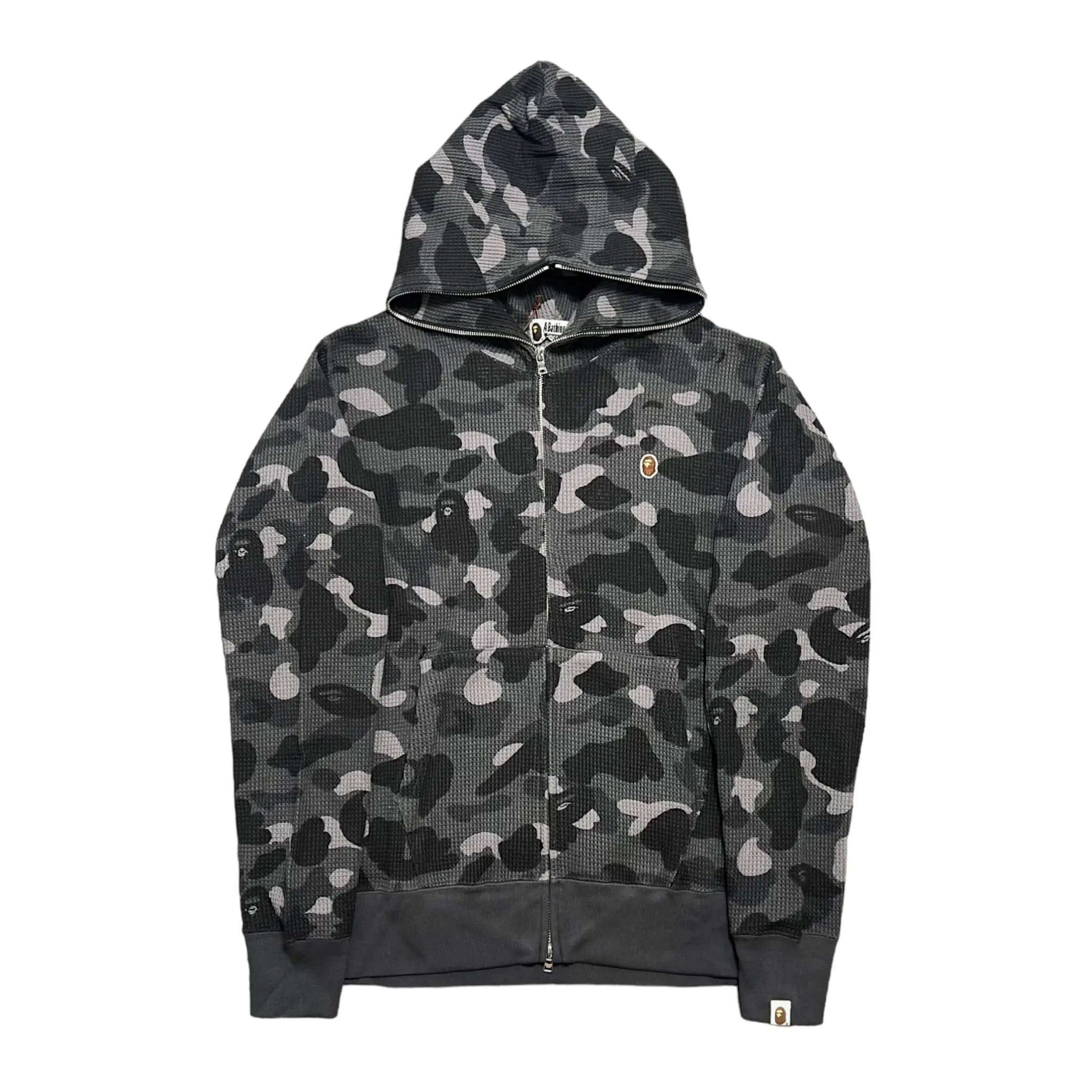 BAPE Color Camo Thermal Full Zip Hooded Sweatshirt Black