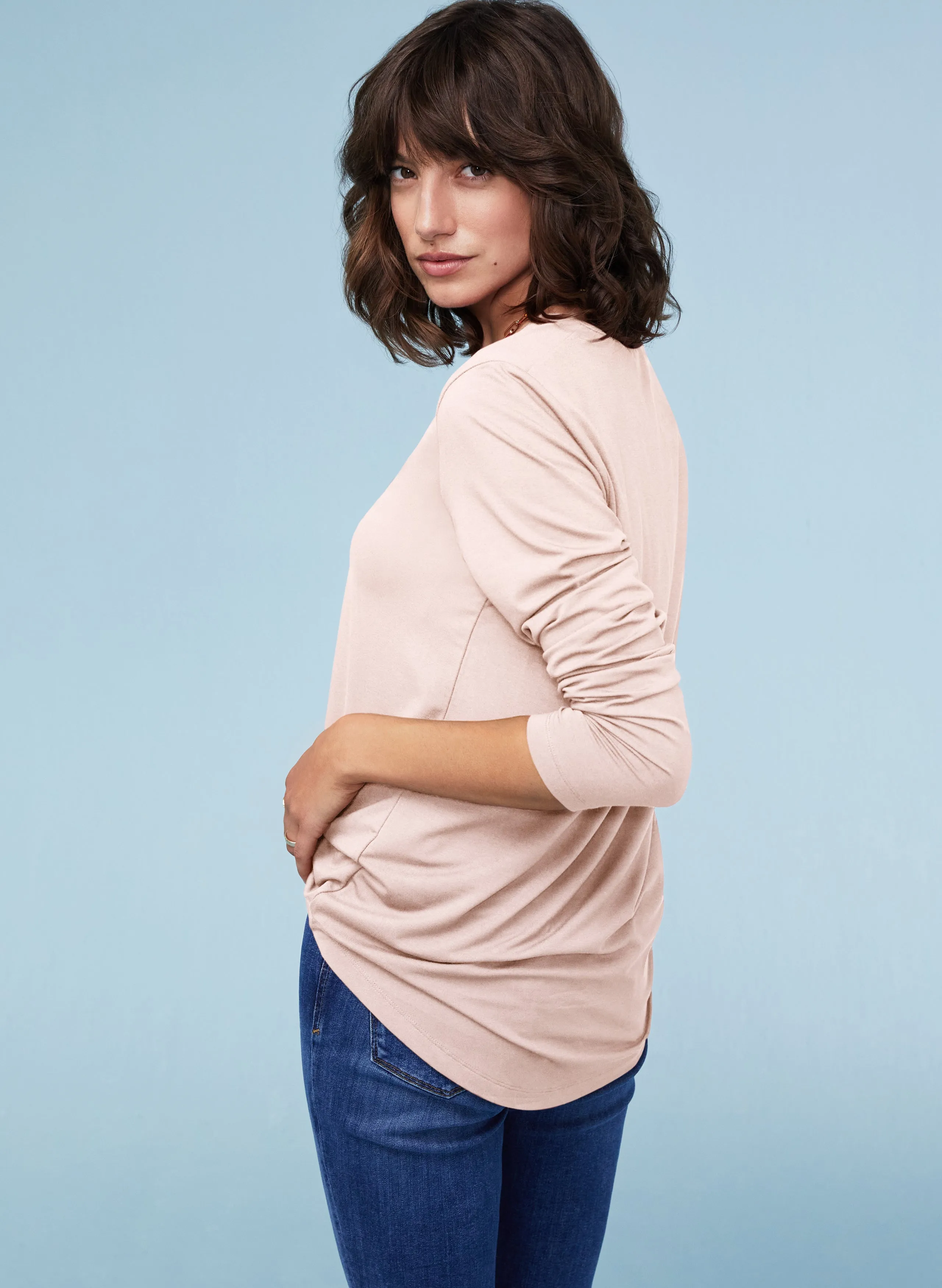 Baukjen Essentials Relaxed V-Neck Top with LENZING™ ECOVERO™