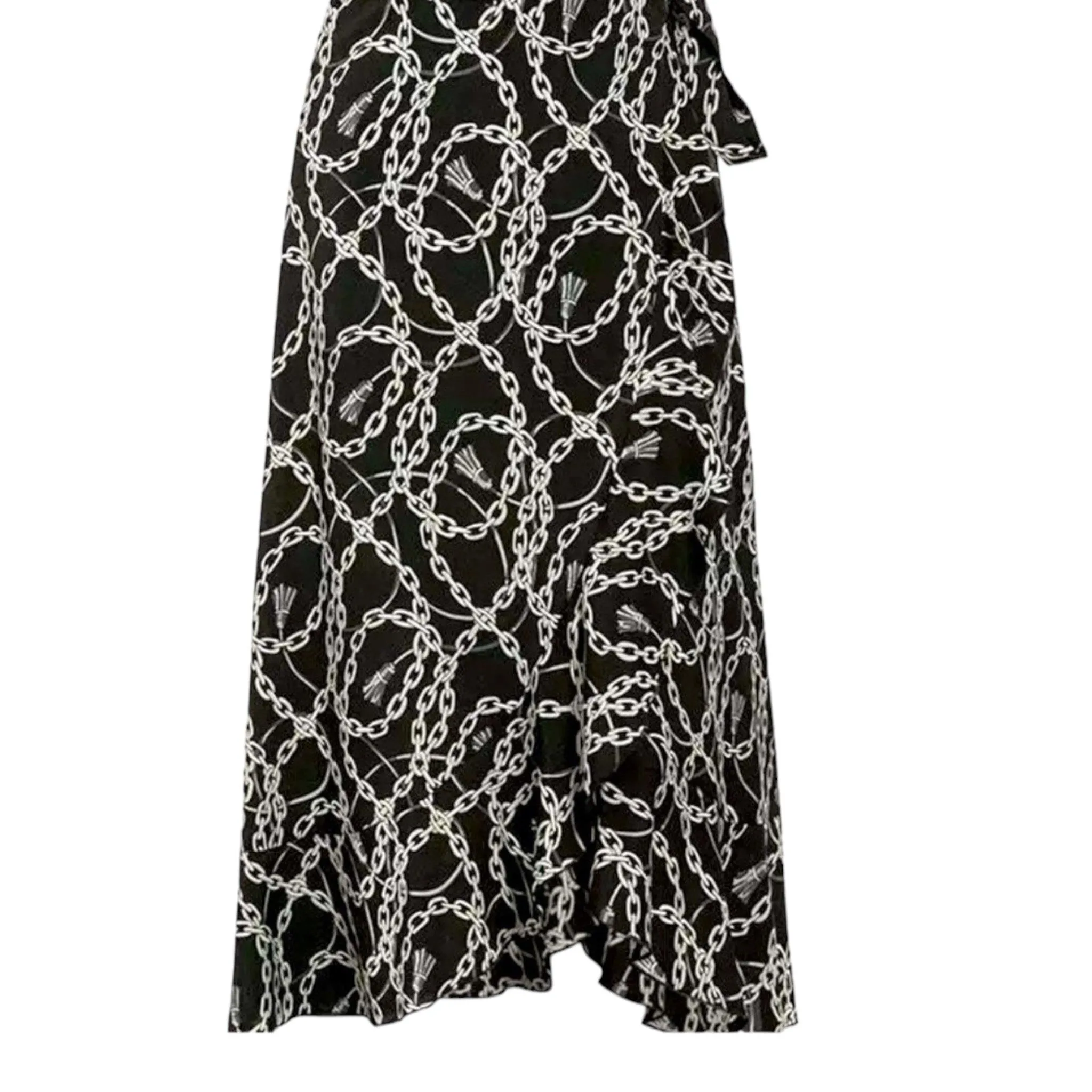 Black Chain Midi Wrap Skirt