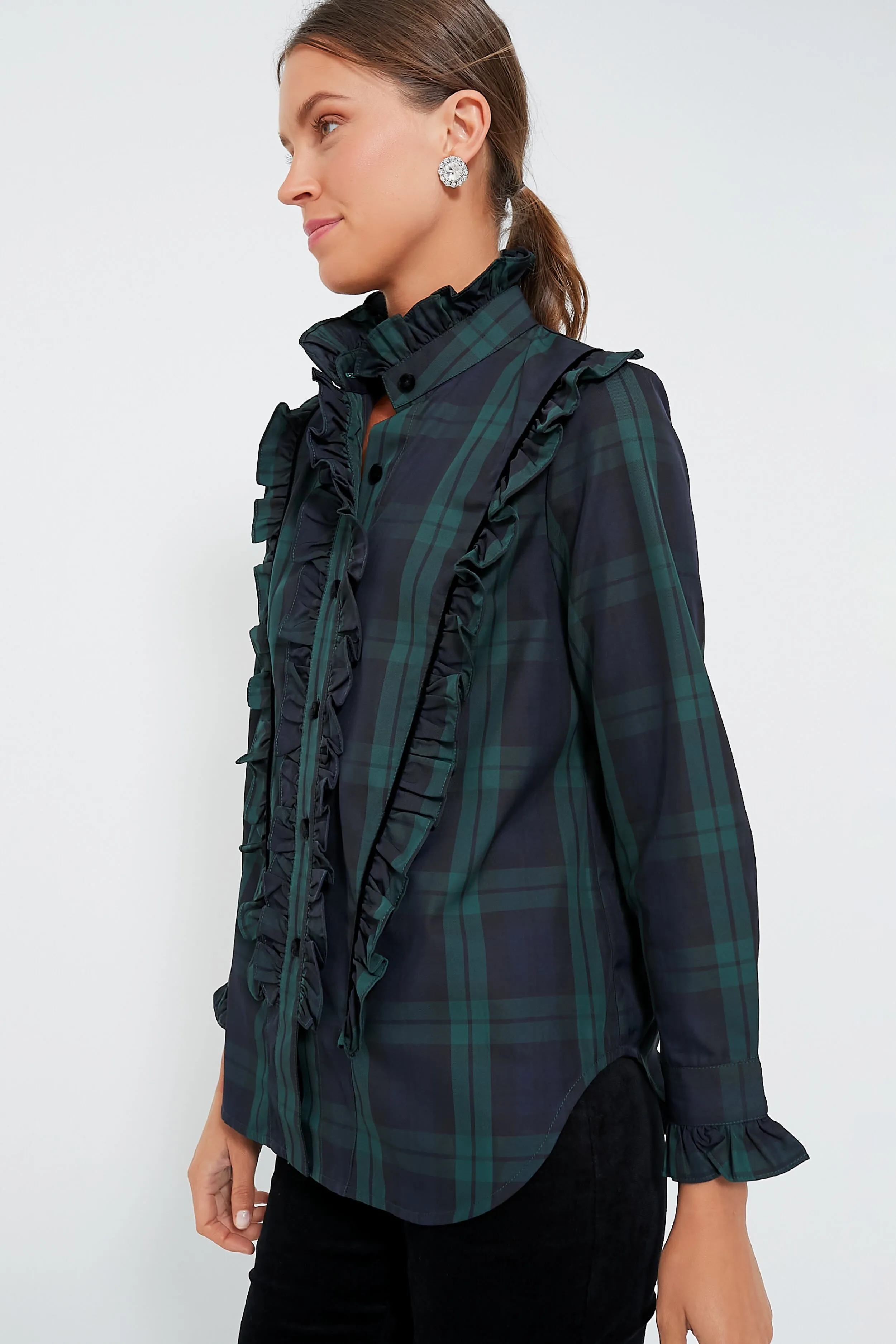 Blackwatch Plaid Ruffle Reagan Button Down