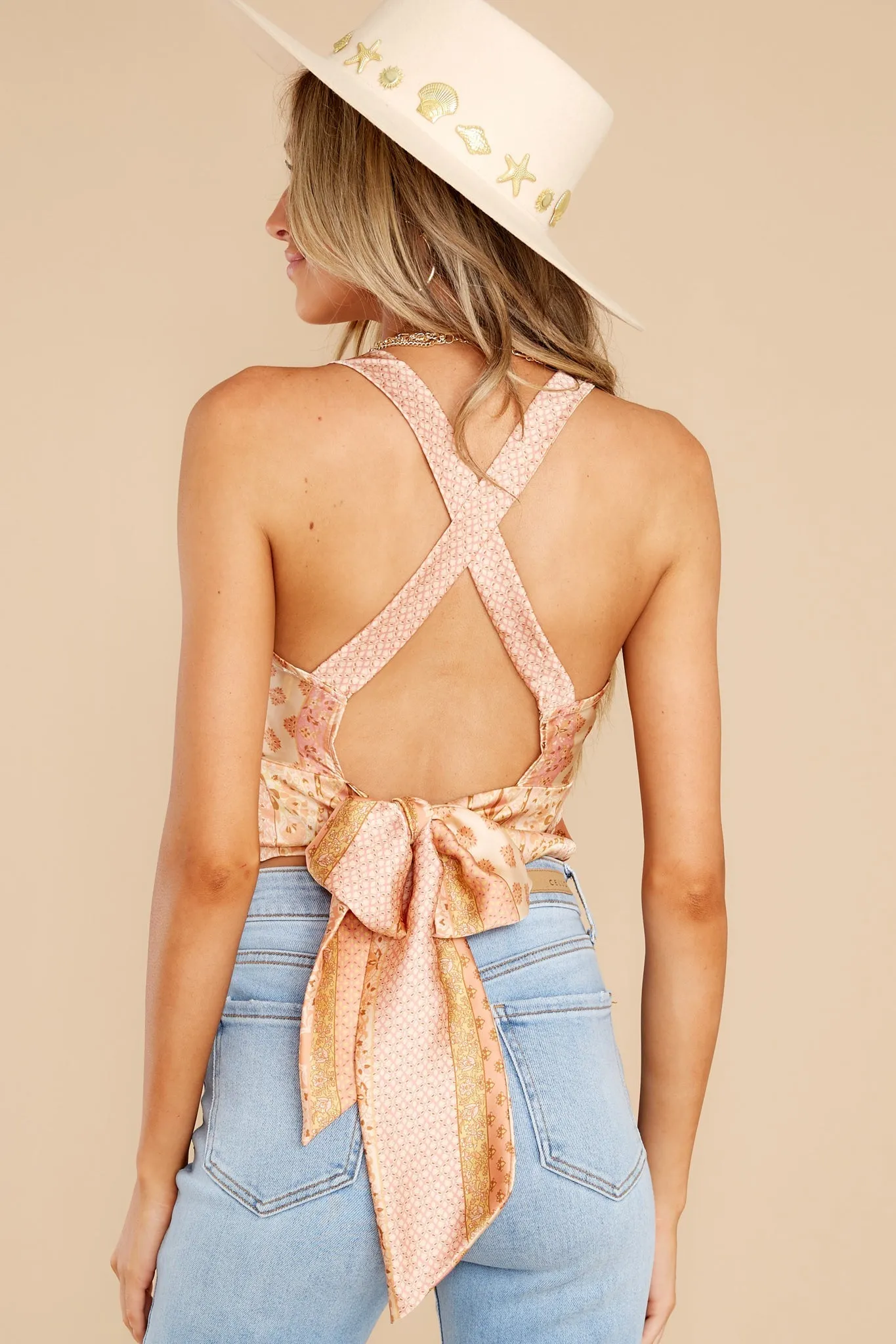 Bohemian Ways Peach Multi Print Crop Top