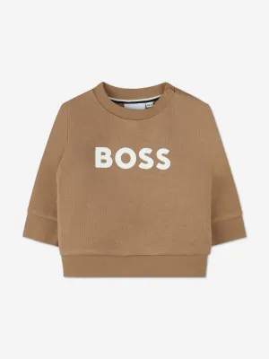 BOSS Baby Boys Logo Sweatshirt in Brown