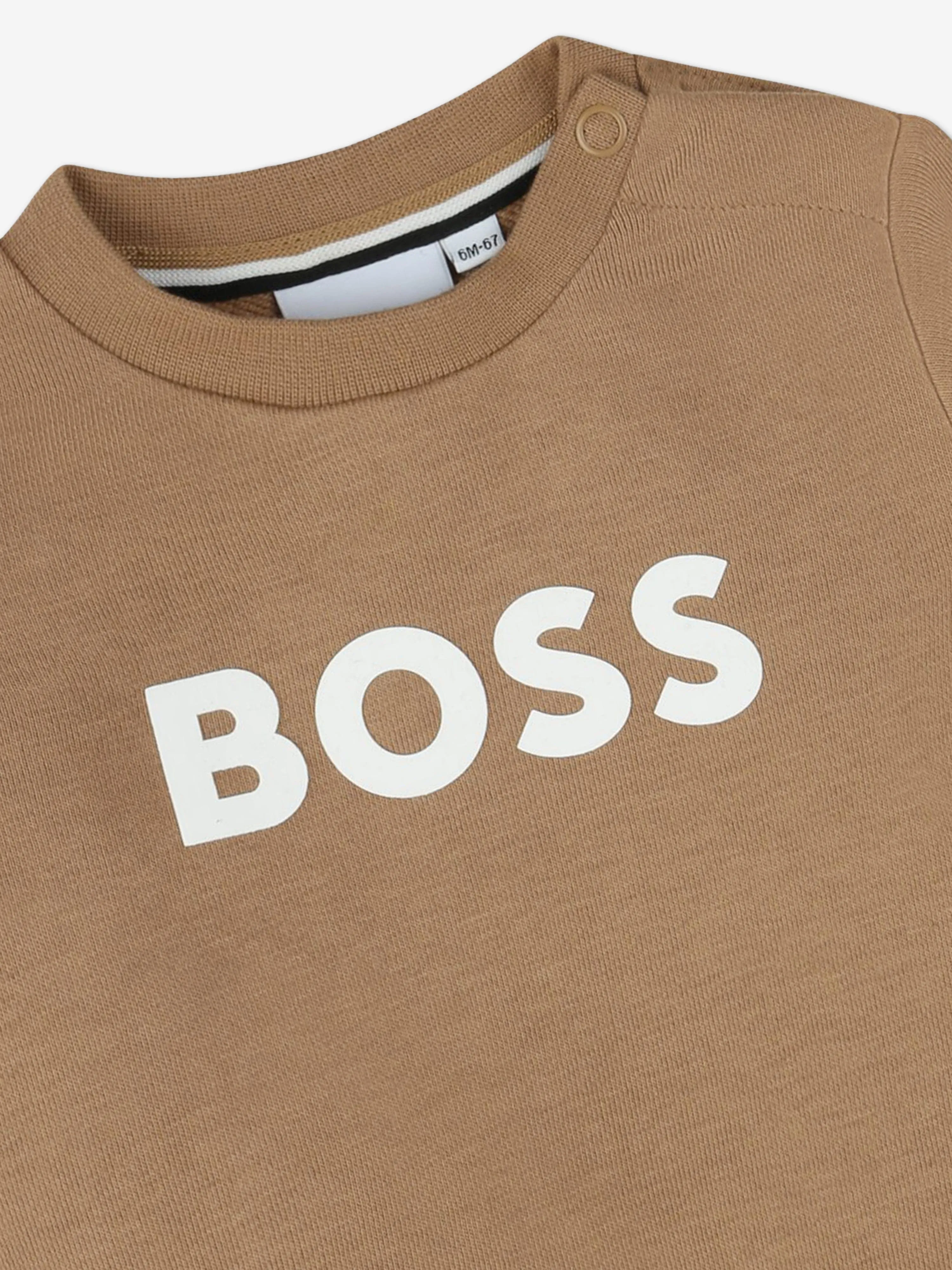 BOSS Baby Boys Logo Sweatshirt in Brown