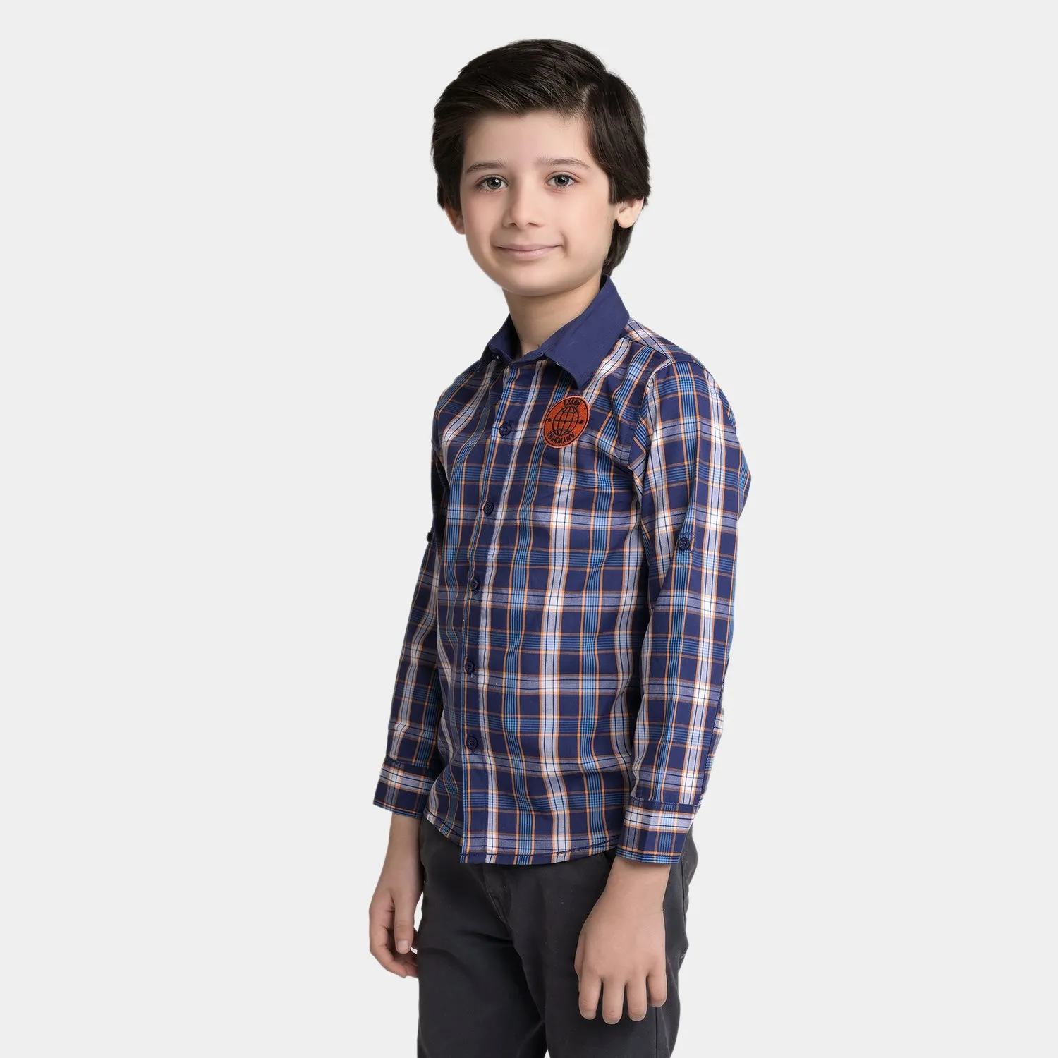 Boys Yarn Dyed Casual Shirt New Generation-Blue