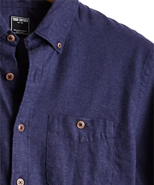 Brushed Cotton Cashmere Twill Shirt in Navy