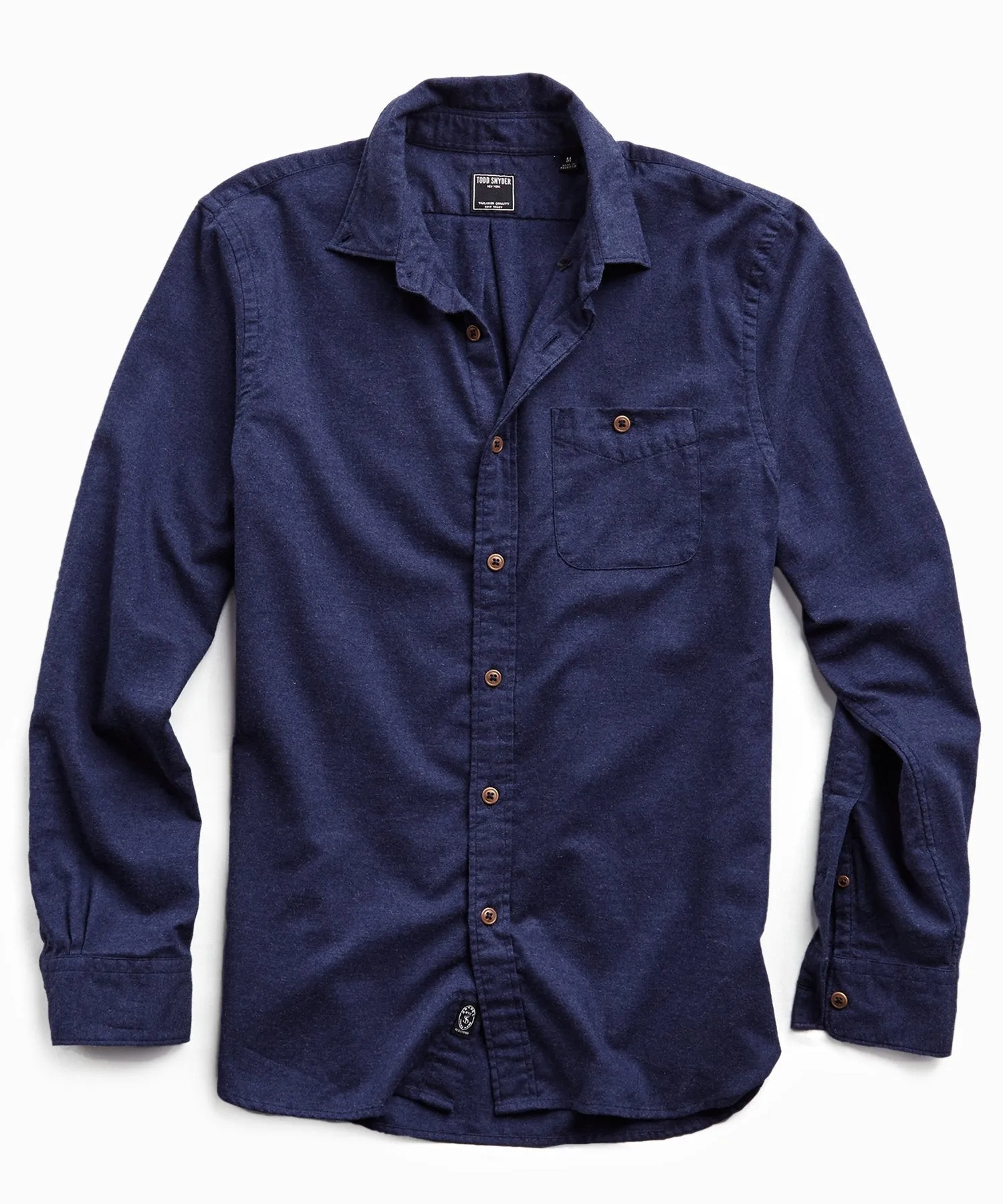 Brushed Cotton Cashmere Twill Shirt in Navy