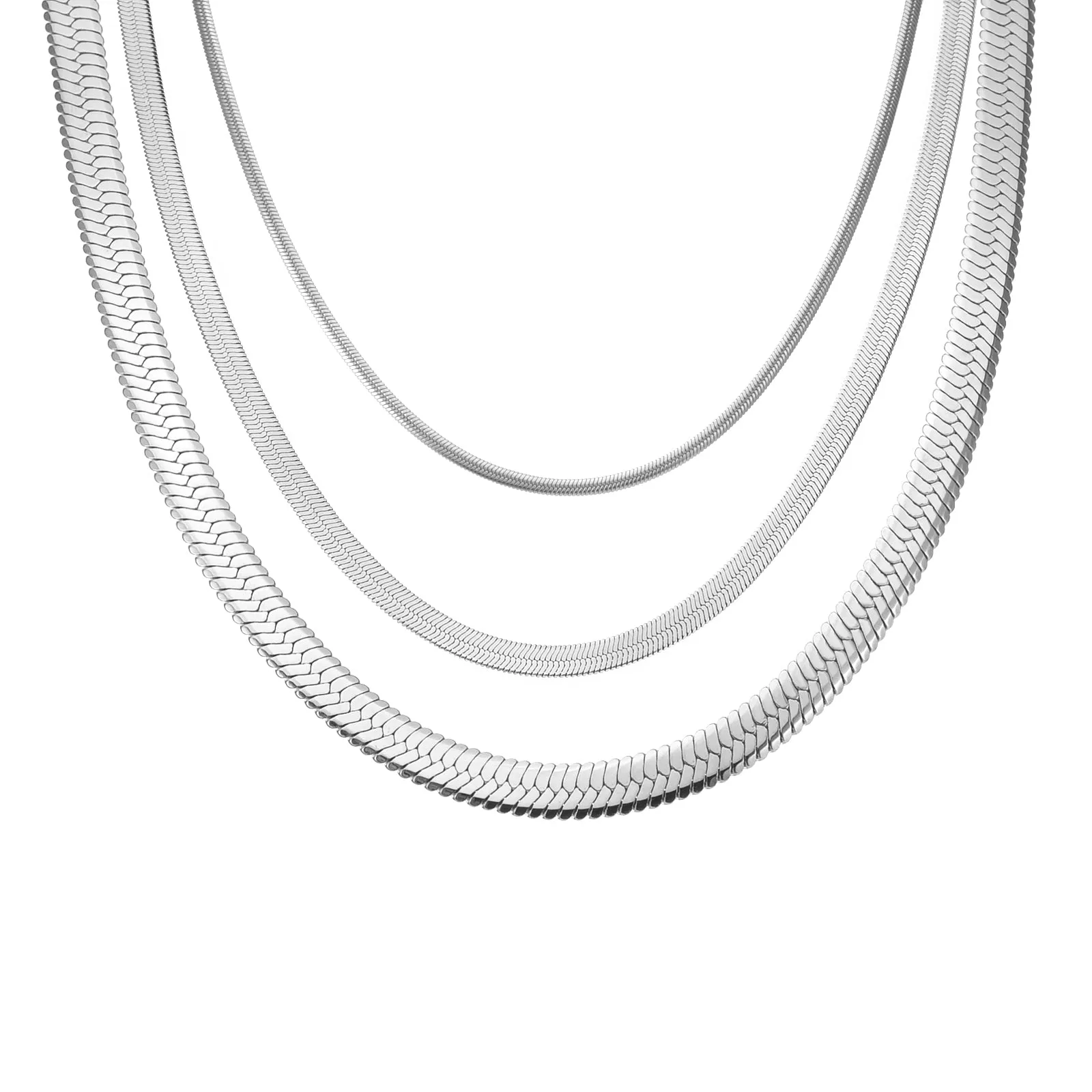 C002W B.Tiff 2mm Herringbone Stainless Steel Chain Necklace