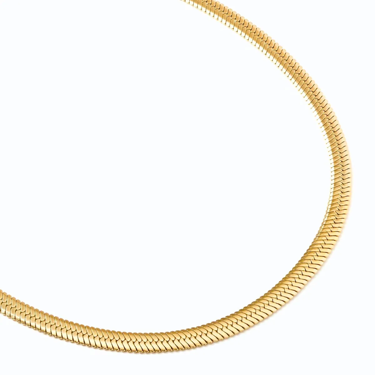 C004G B.Tiff 4mm Herringbone 18K Gold Plated Chain Necklace