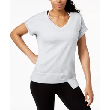 Calvin Klein Performance V-Neck Asymmetrical-Hem Top, Size XS