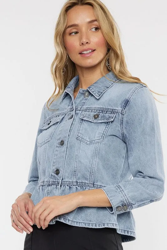 Classic Fit Peplum Denim Jacket (Kan Can)