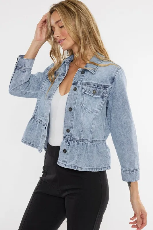 Classic Fit Peplum Denim Jacket (Kan Can)