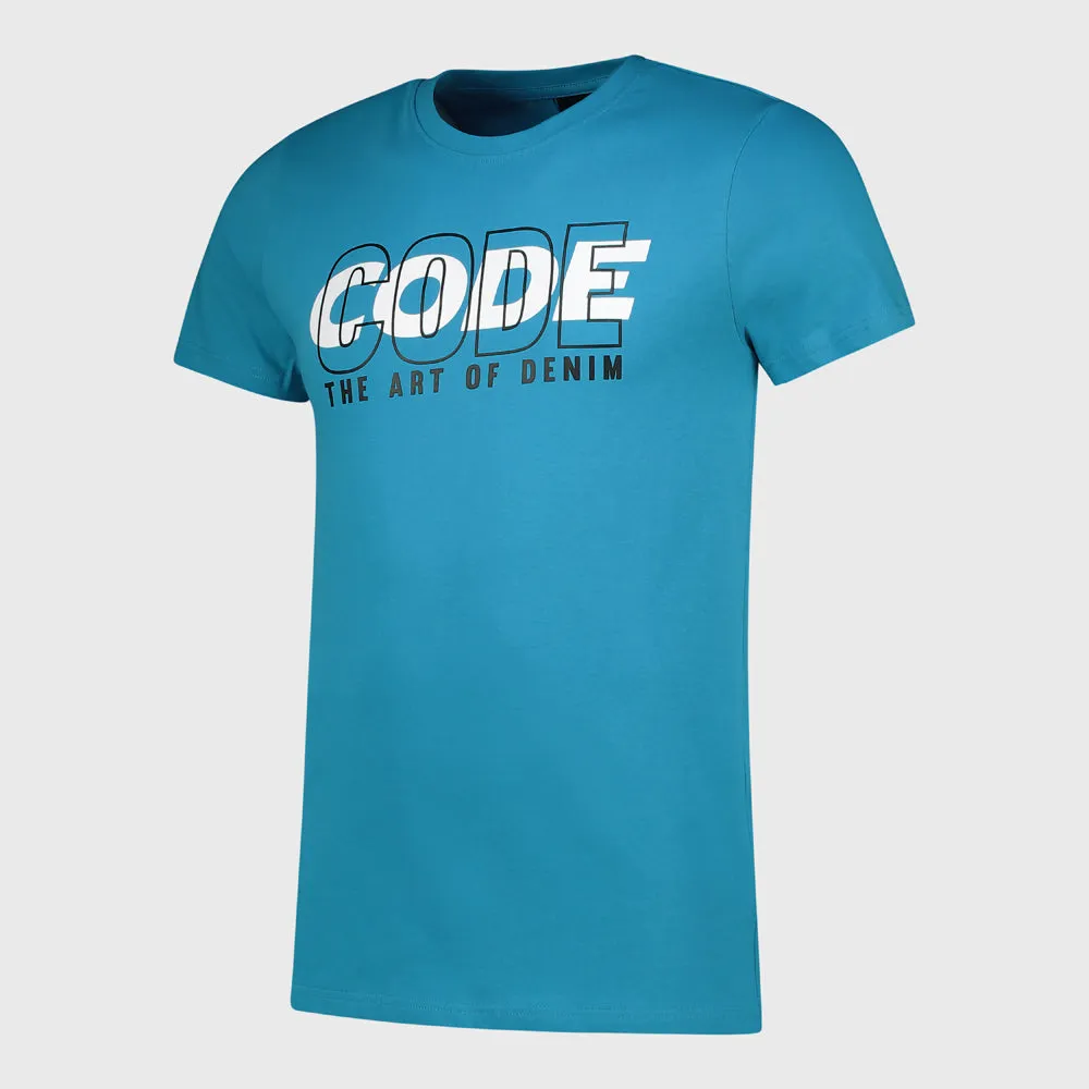 Code Mens Blush Block Graphic Tee Blue/Multi _ 180694 _ Blue