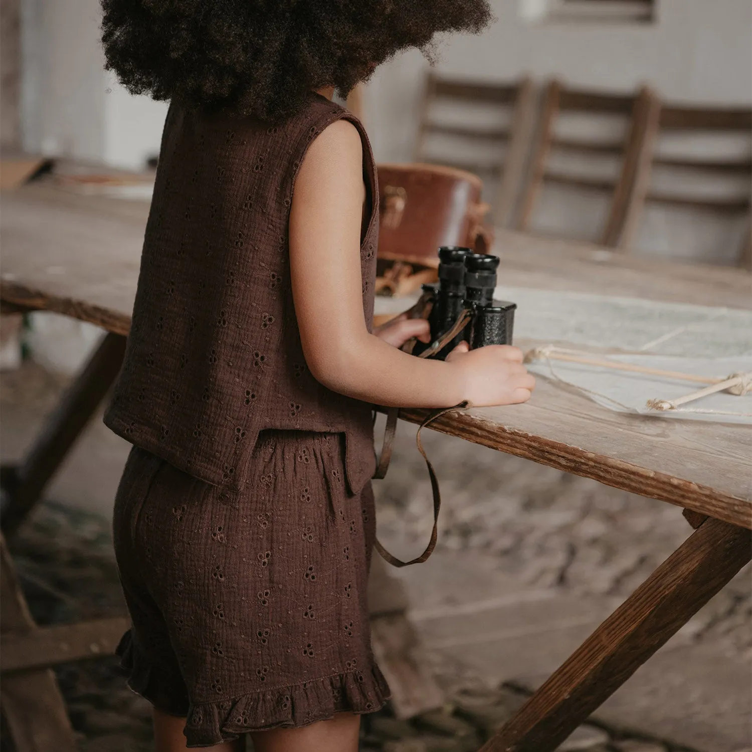 Cotton Broderie Anglaise Summertime Top - Chocolate