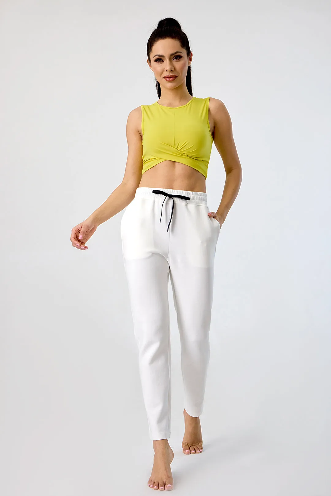 Crossover Hem Cropped Sports Top