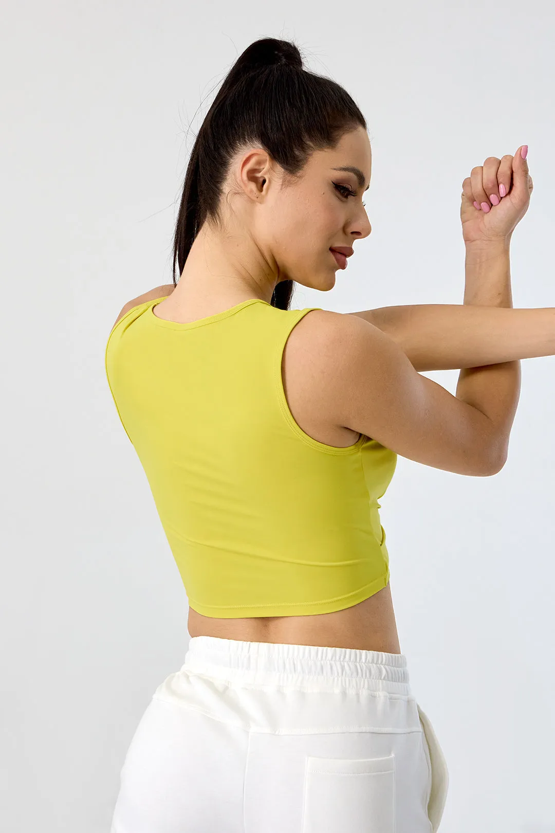 Crossover Hem Cropped Sports Top