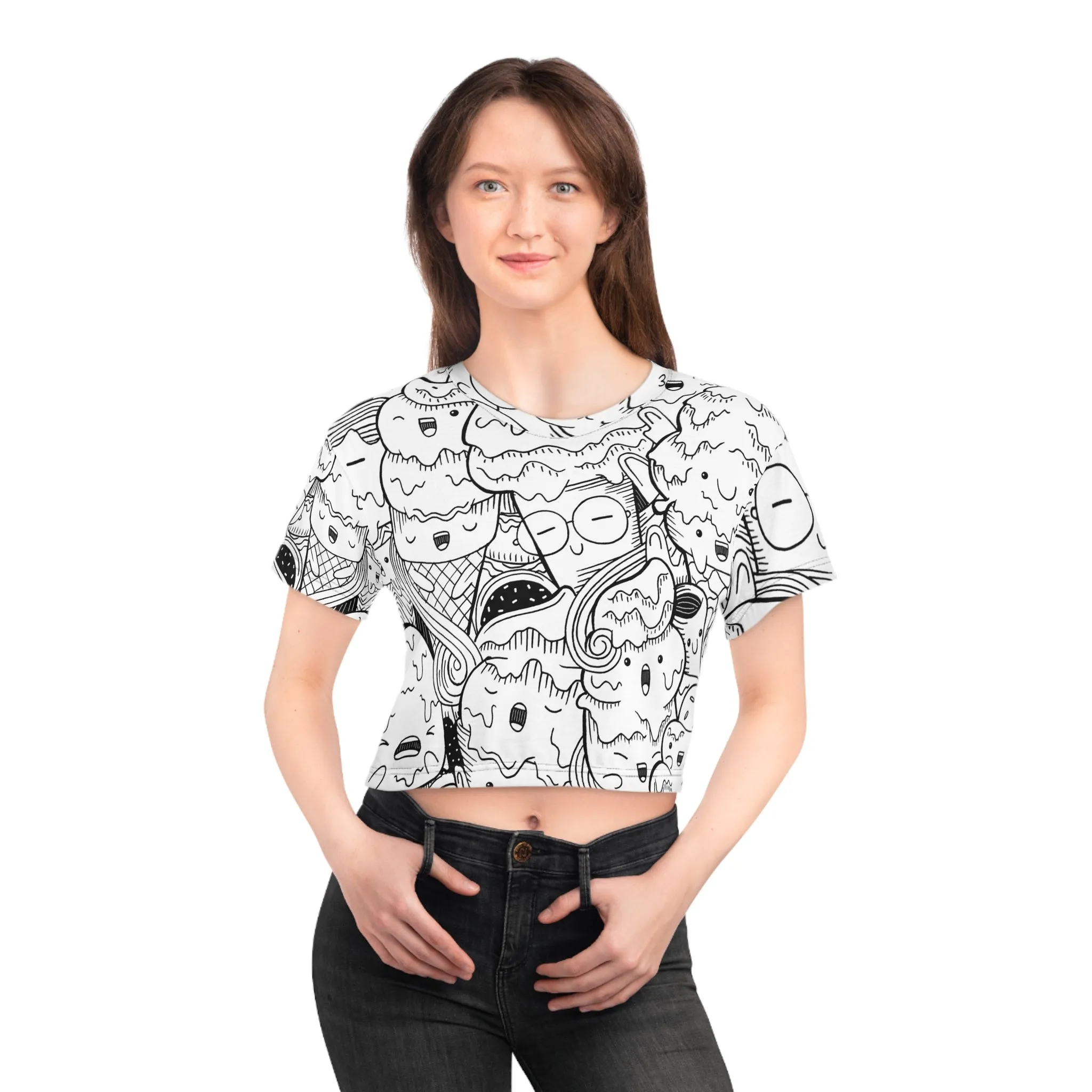 Doodle Icecream - Inovax Crop Tee