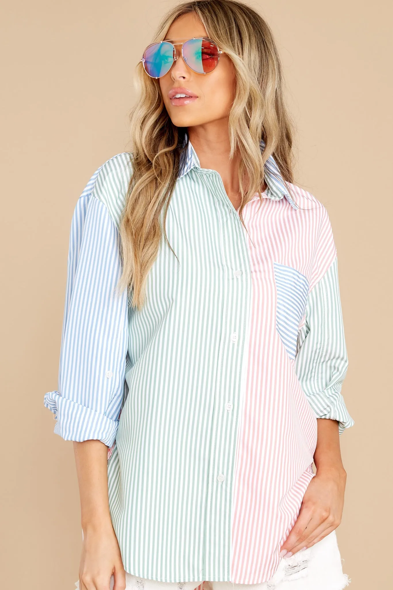 Endless Roads Blue Multi Stripe Top