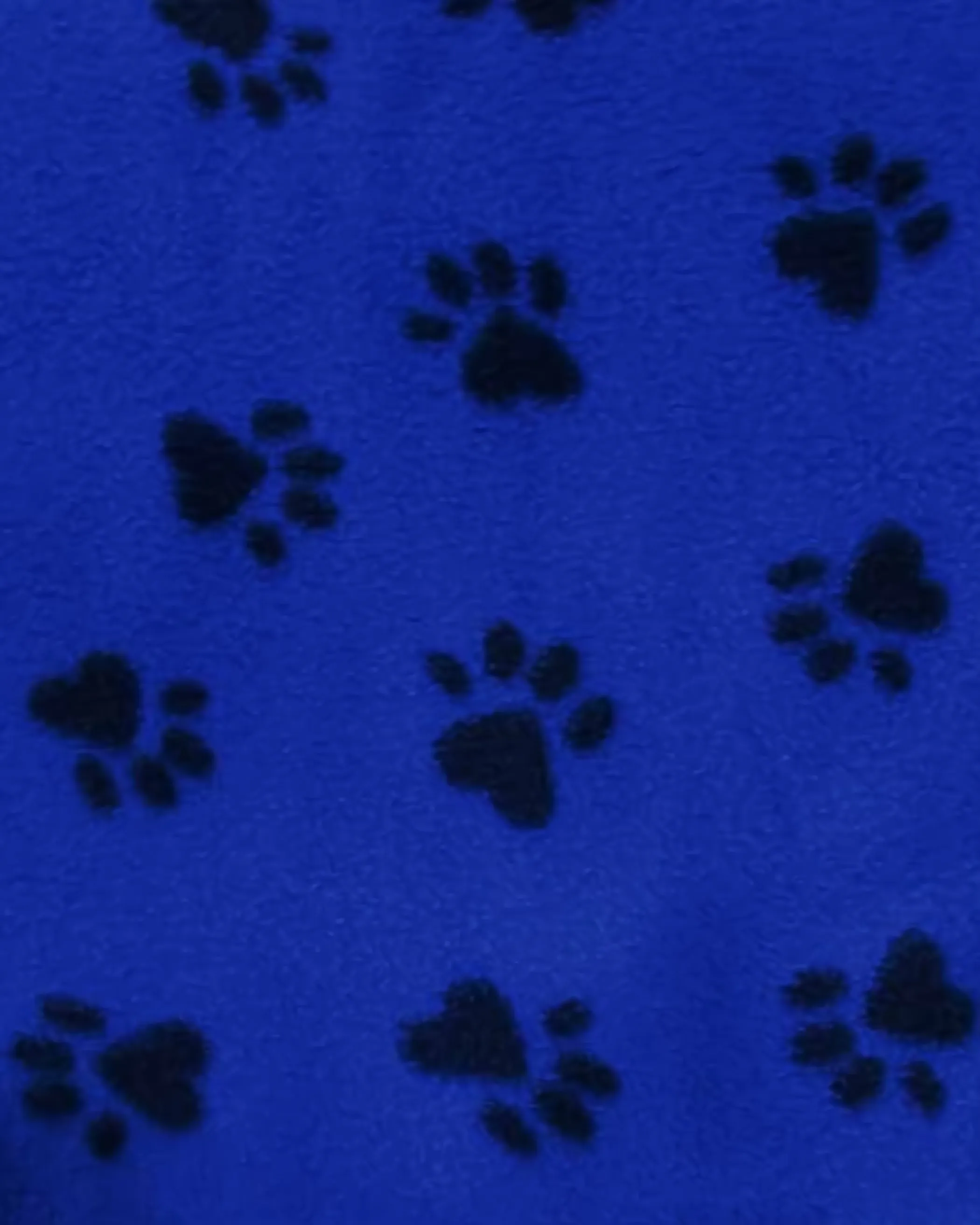 Fleece Printed Fabric Animal Paw / Blue/Black Paws / Sold By The Yard