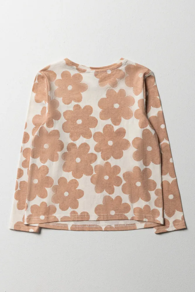 Flower Long Sleeve T-Shirt Pink Light Pink