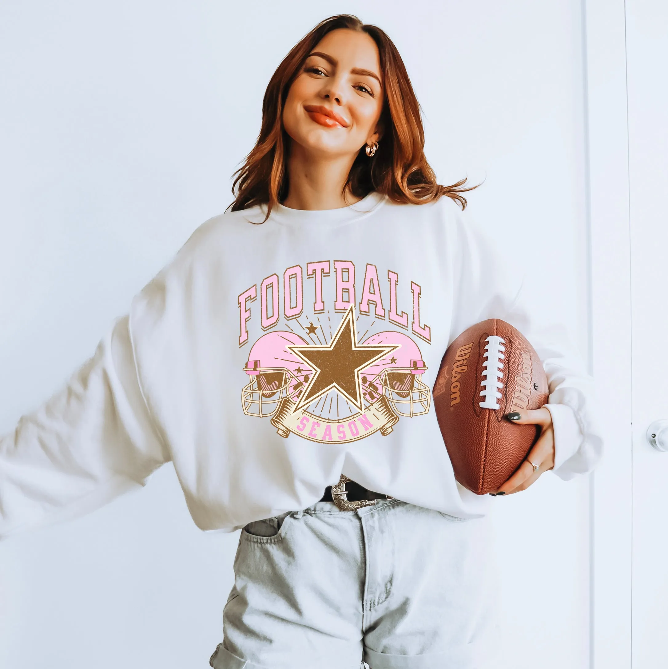 Football Season Pink Helmet | Sweatshirt