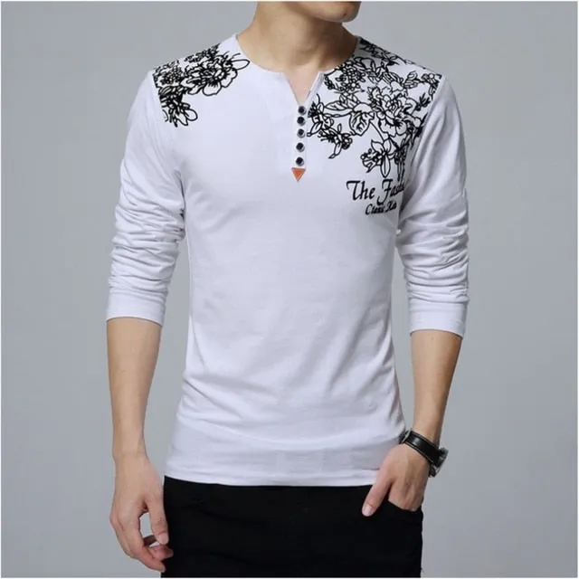 Geometric Floral Print Men T-Shirt