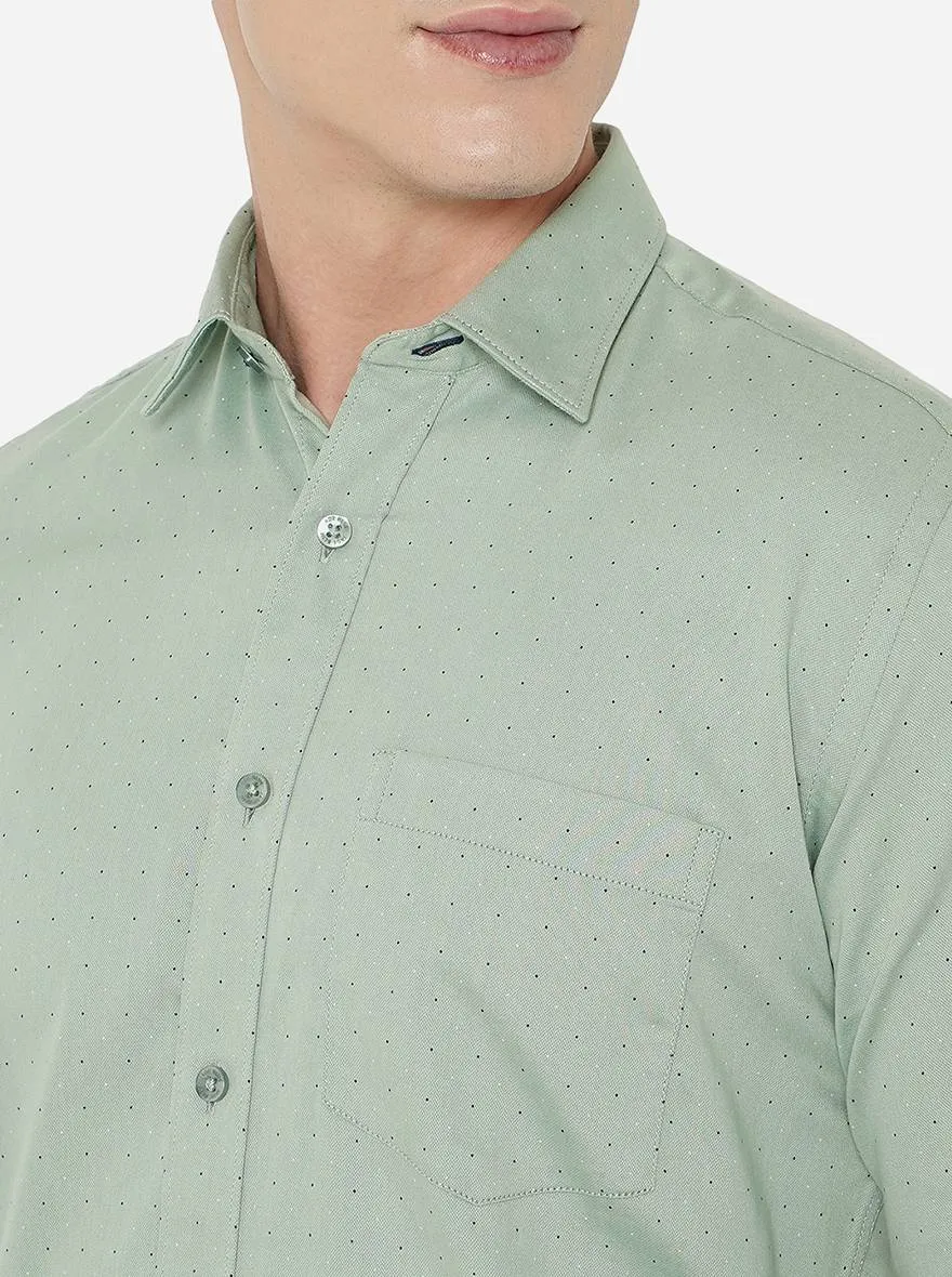 Granite Green Printed Slim Fit Casual Shirt | JadeBlue