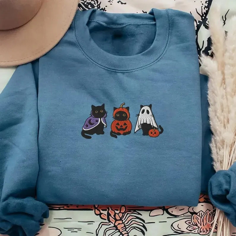 Halloween Themed Comfy Embroidered Sweatshirts