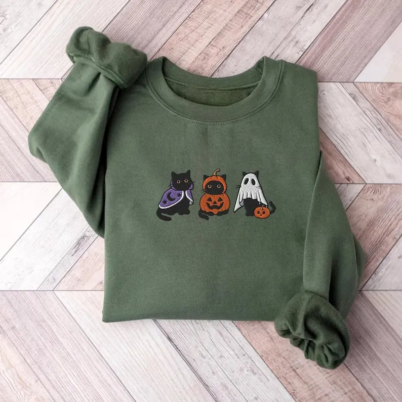 Halloween Themed Comfy Embroidered Sweatshirts