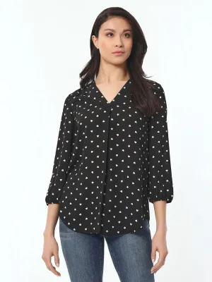 Heart Print V-Neck Kelly Blouse