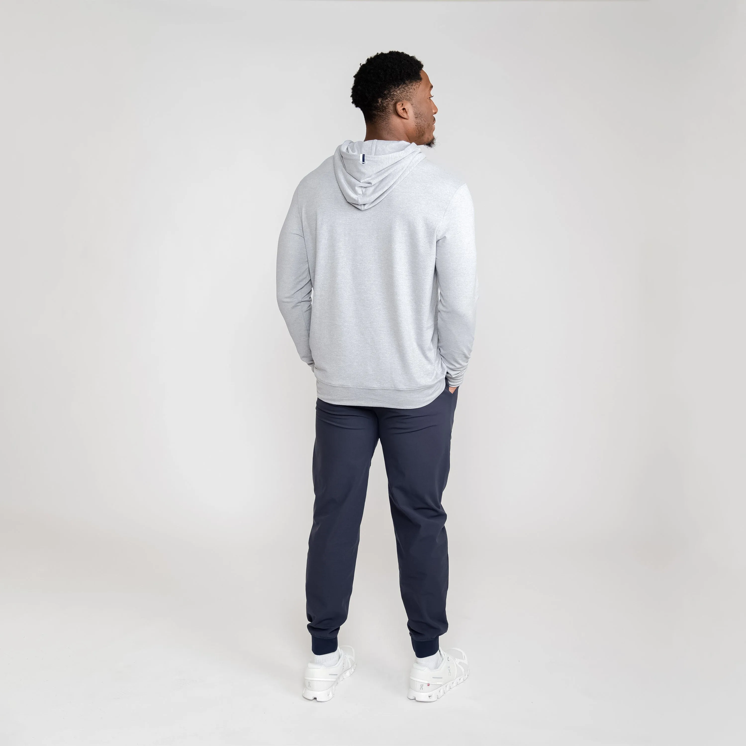 Hesi Performance Hoodie | Heather - Stainless Steel/White