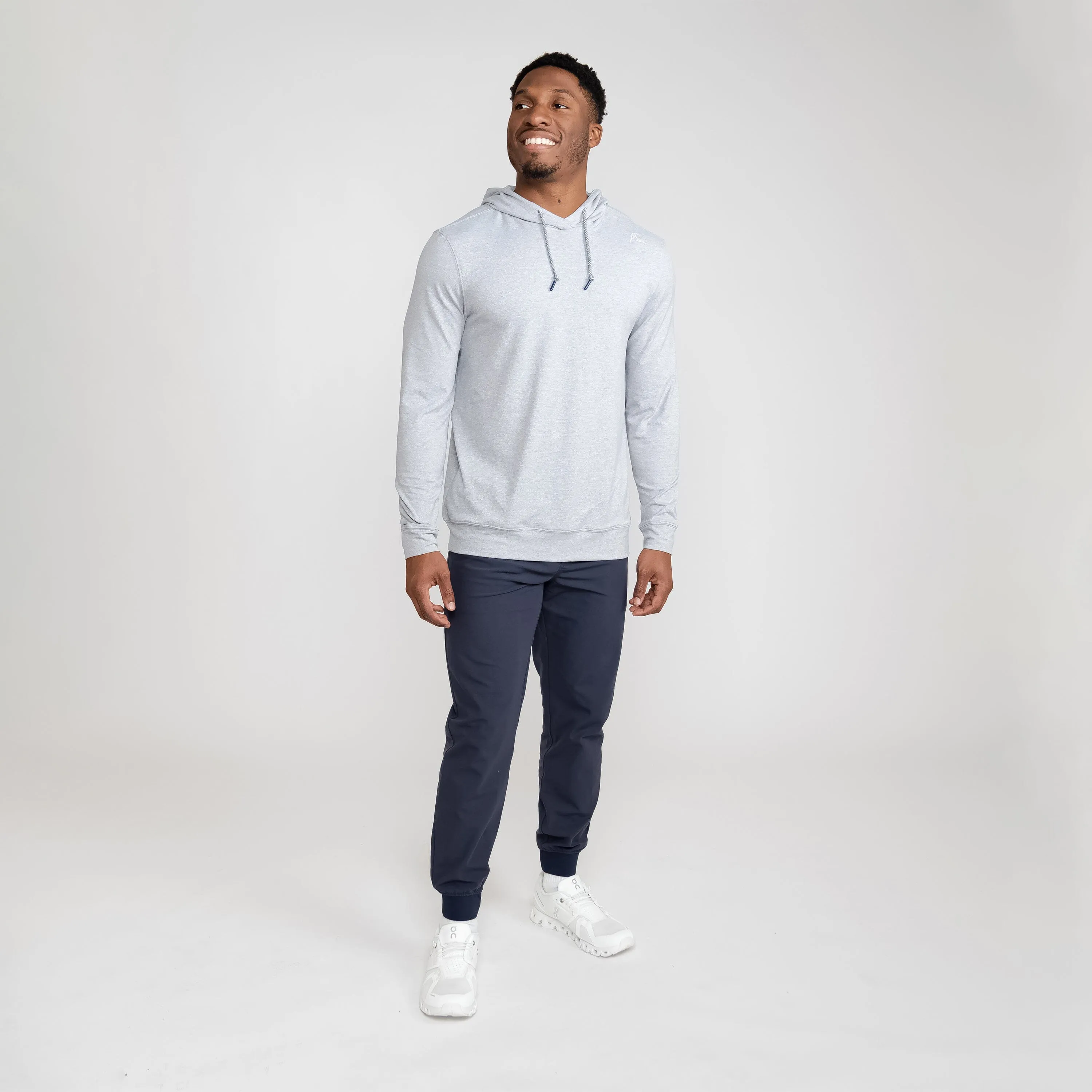 Hesi Performance Hoodie | Heather - Stainless Steel/White