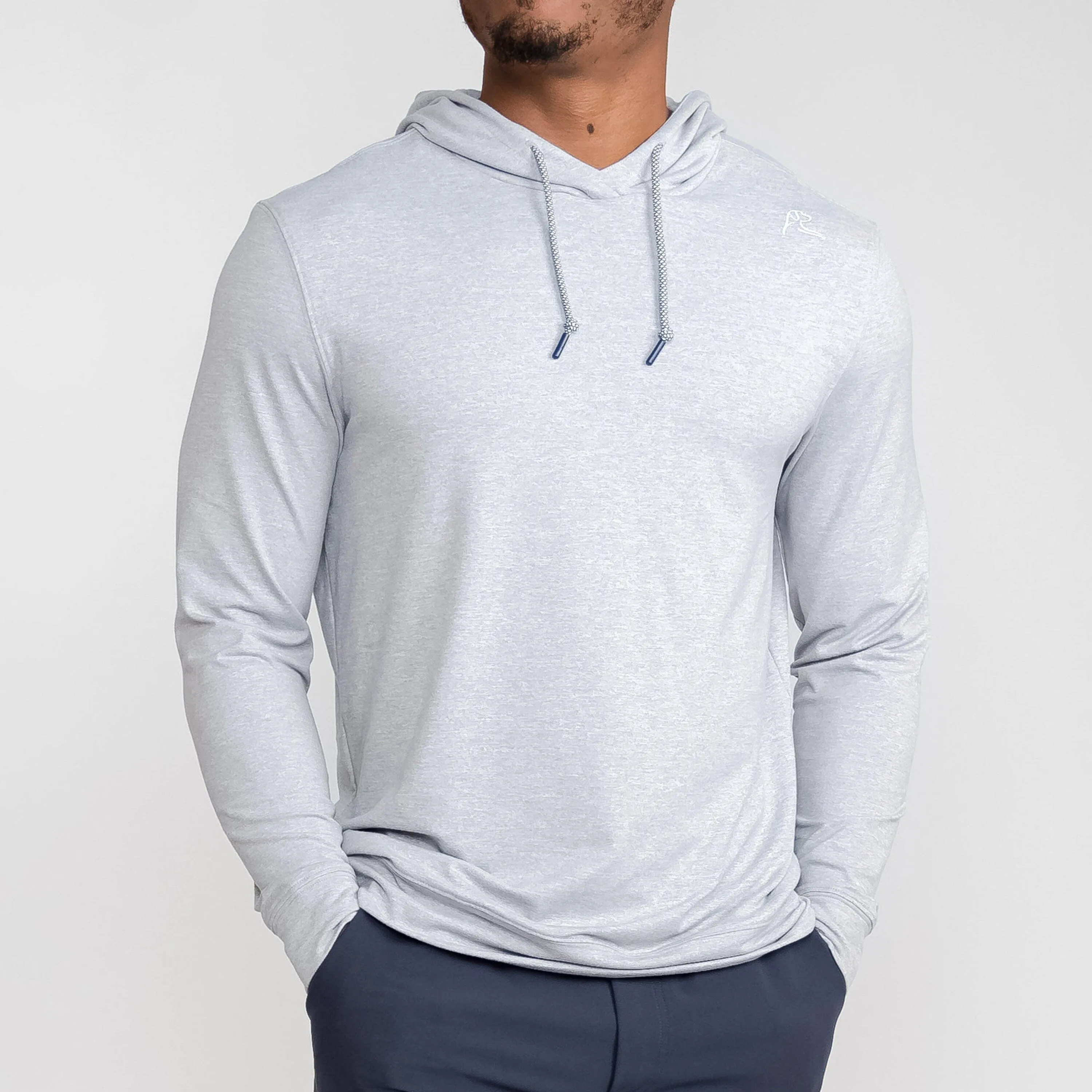 Hesi Performance Hoodie | Heather - Stainless Steel/White