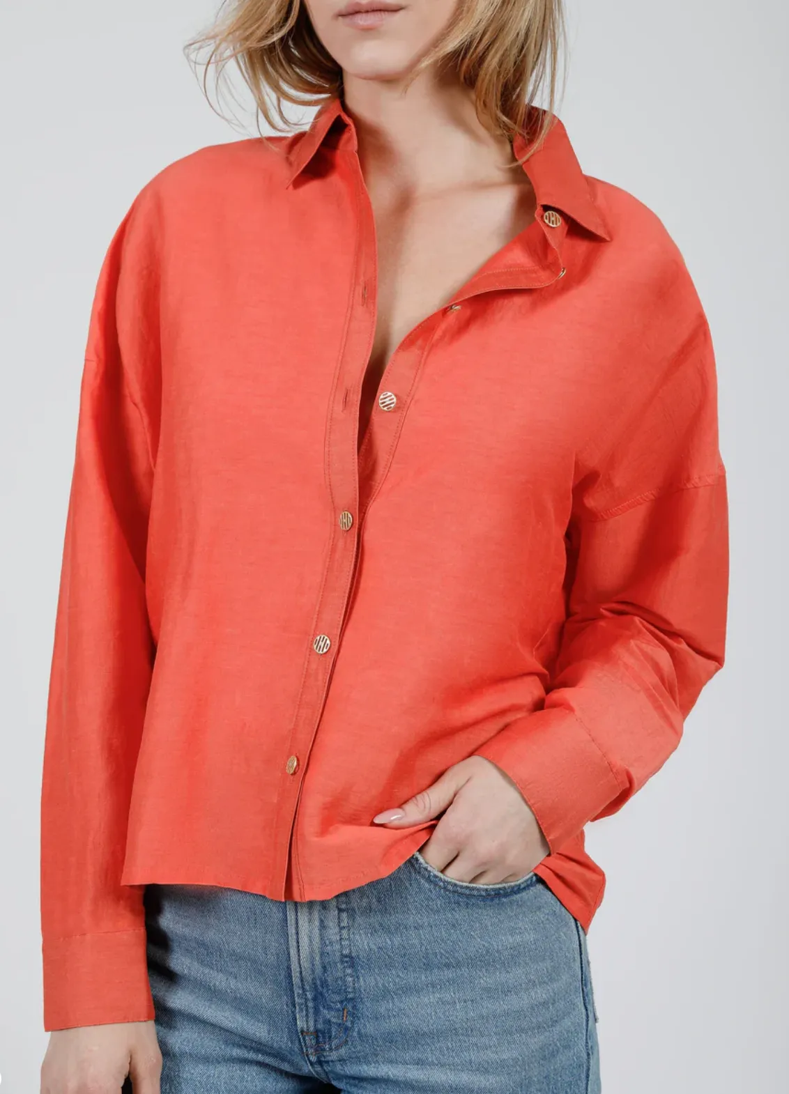 Hilton Hollis Textured Viscose Shirt Vermillion