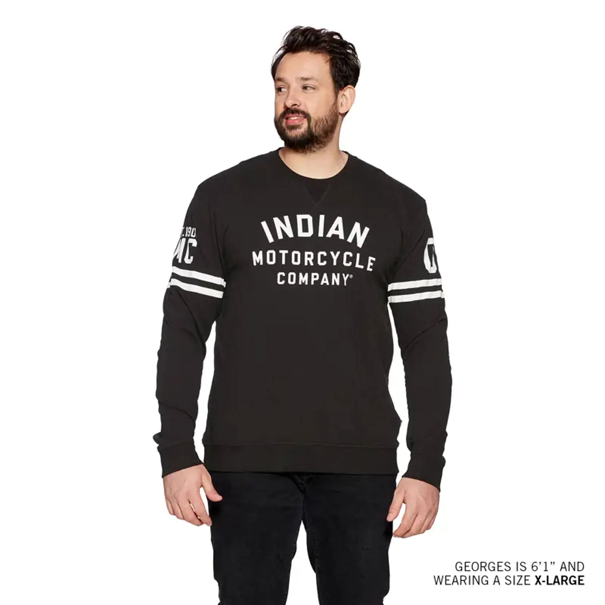 Indian Motorcycle Mens IMC 1901 Stripes Longsleeve T-Shirt Black