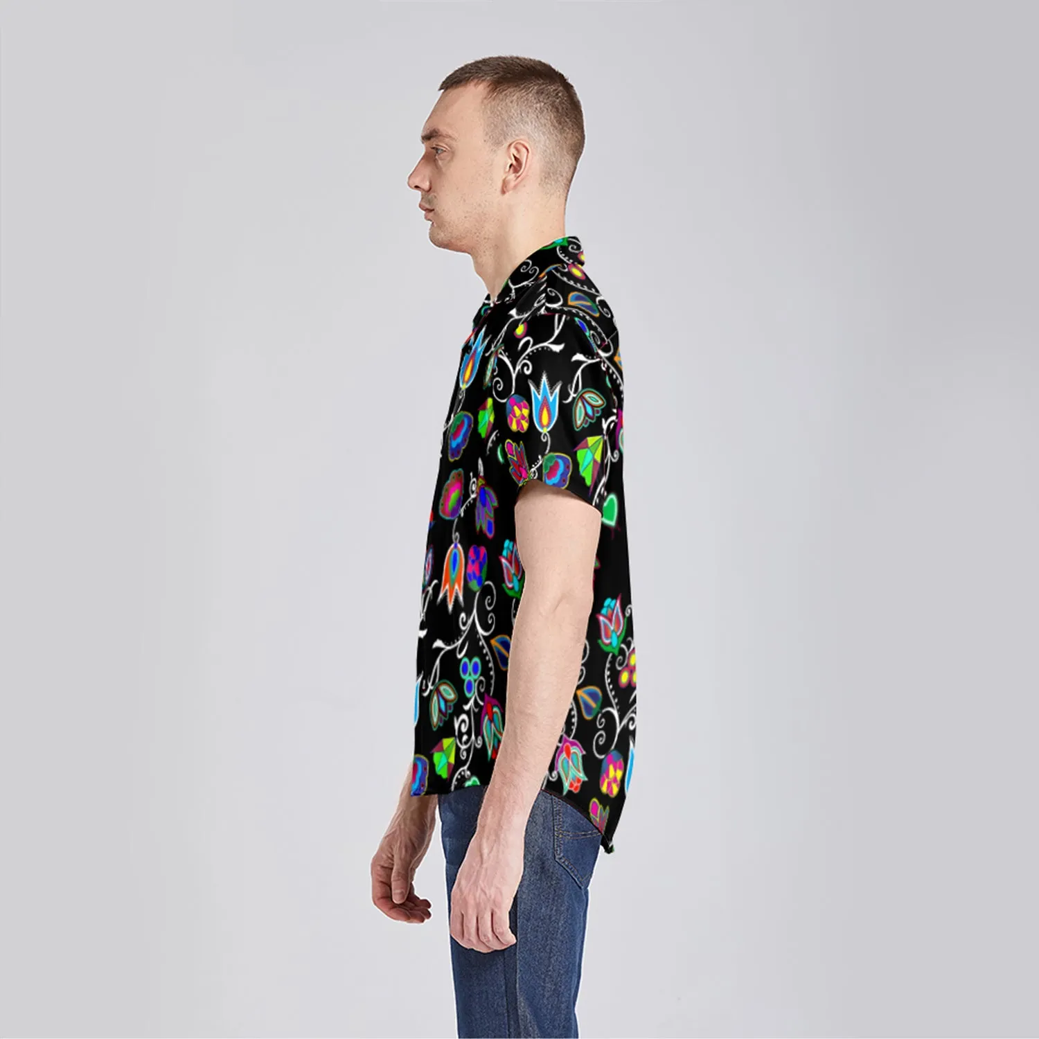 Indigenous Paisley Black Button Up Silk Shirt