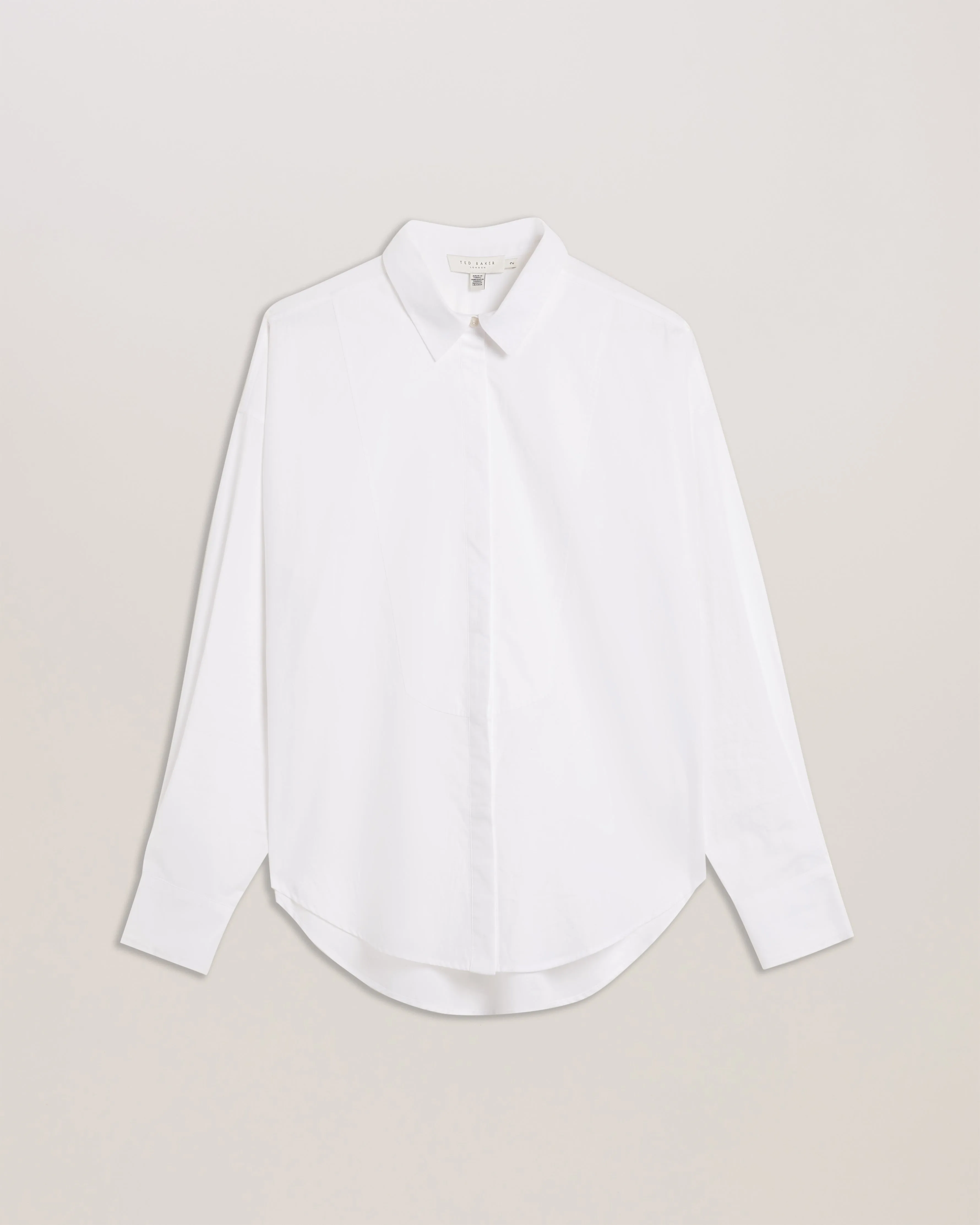 Izote Oversized Drop Shoulder Bib Detail Shirt White