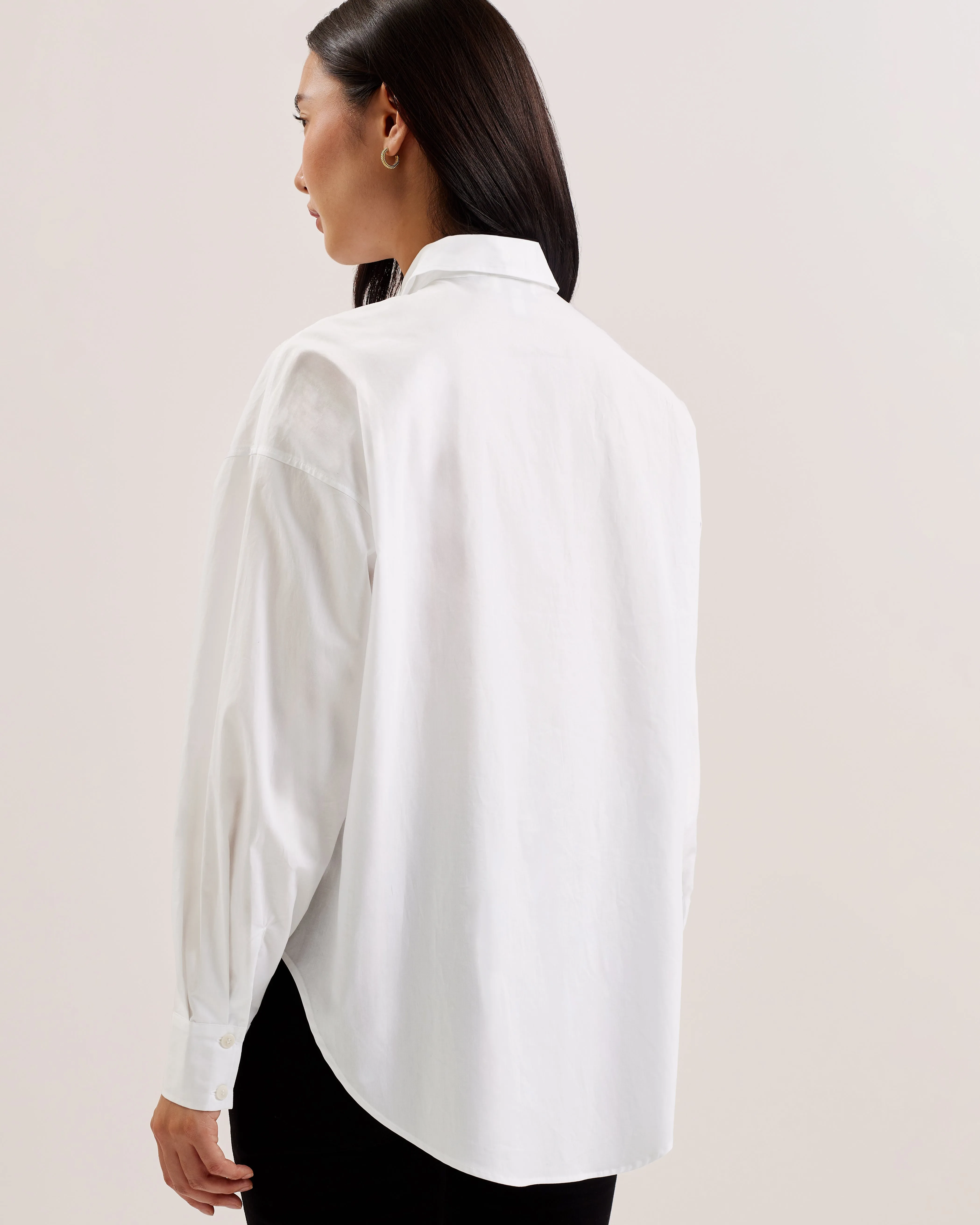 Izote Oversized Drop Shoulder Bib Detail Shirt White