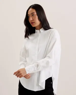 Izote Oversized Drop Shoulder Bib Detail Shirt White