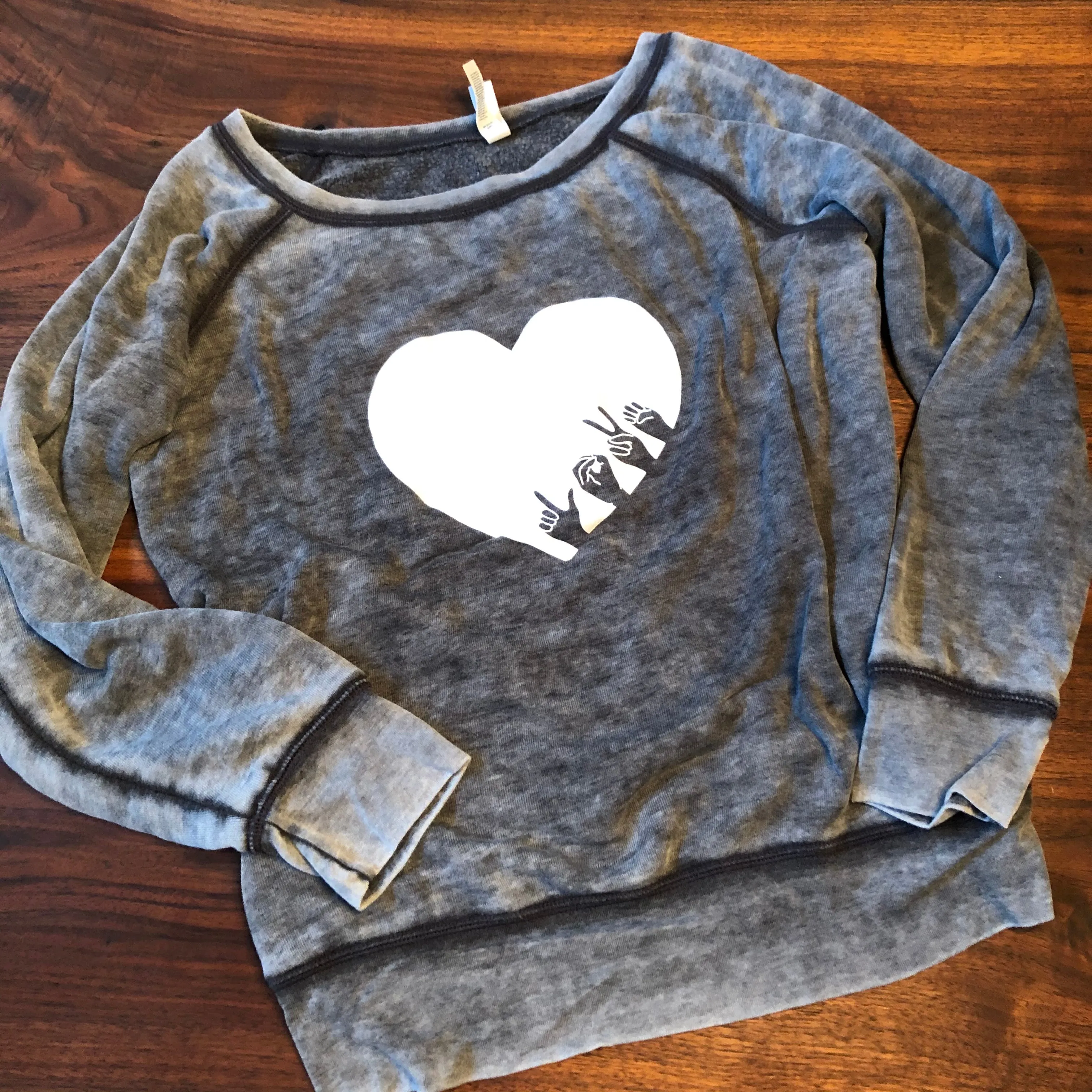 L-O-V-E Wide Neck Sweatshirt (Sponge Fleece)