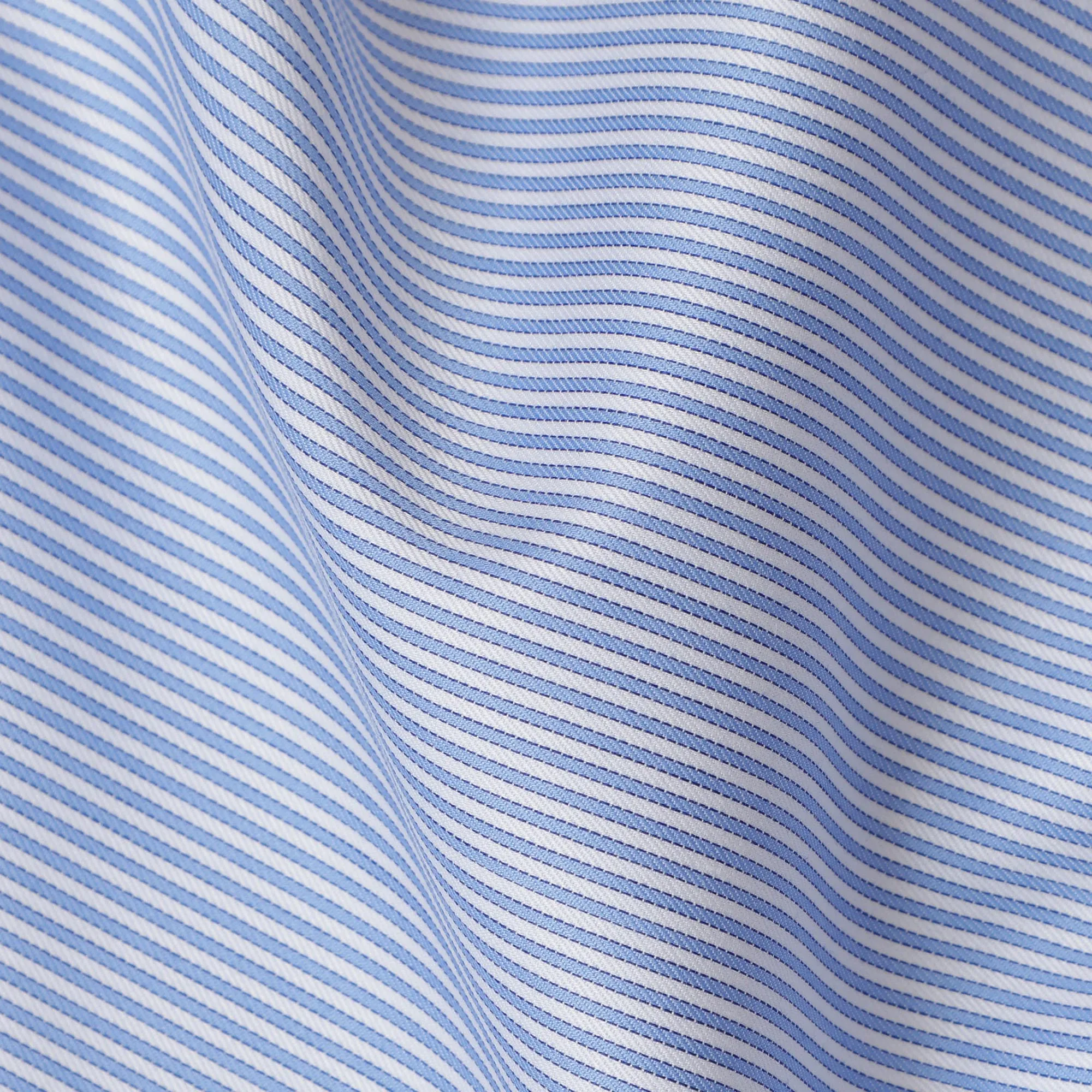 Light Blue & White Micro Striped 100% Cotton Shirting Fabric, 150 cm Width, Made in Italy-D20513