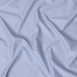 Light Blue & White Micro Striped 100% Cotton Shirting Fabric, 150 cm Width, Made in Italy-D20513