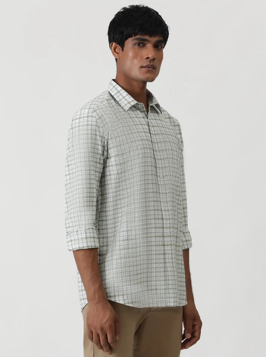 Light Green Checked Smart Fit Semi Casual Shirt | Greenfibre