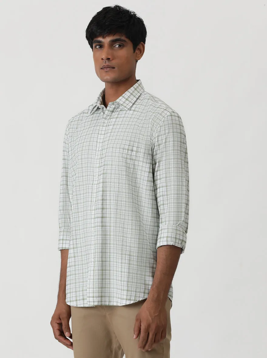 Light Green Checked Smart Fit Semi Casual Shirt | Greenfibre