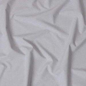 Light Grey & White Mini Checkered 100% Cotton Shirting Fabric, 150 cm Width, Made in Italy-D20503