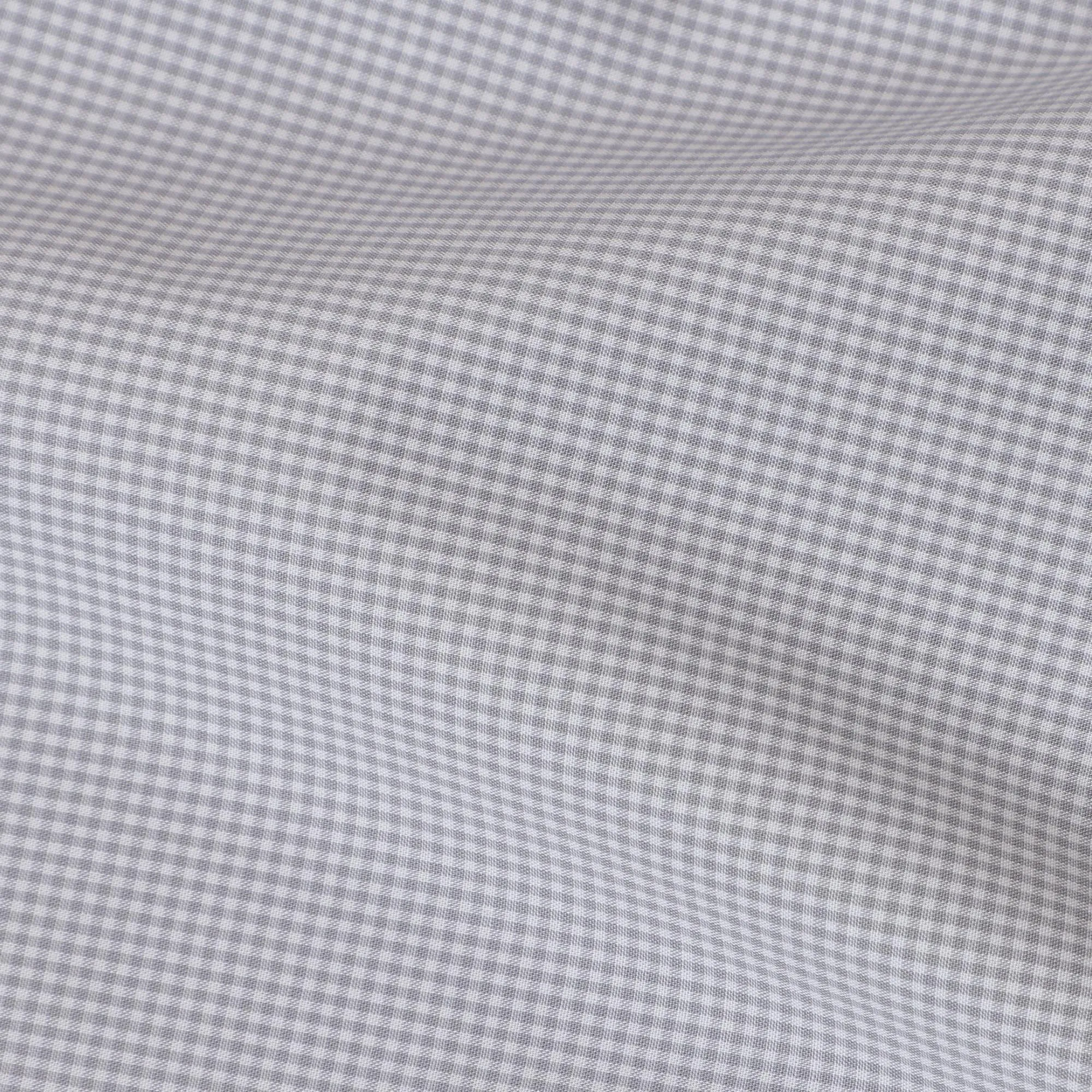 Light Grey & White Mini Checkered 100% Cotton Shirting Fabric, 150 cm Width, Made in Italy-D20503