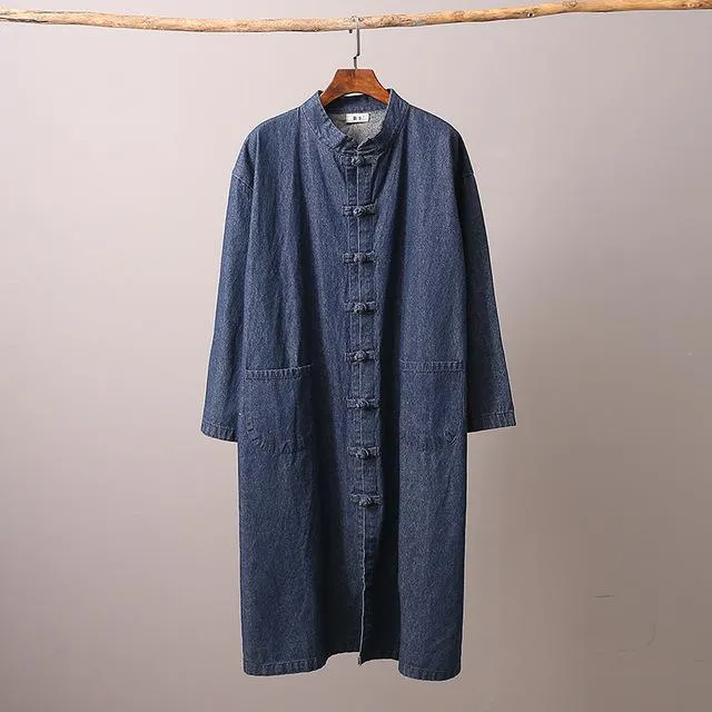 Mandarin Collar Zen Denim Cardigan  | Zen