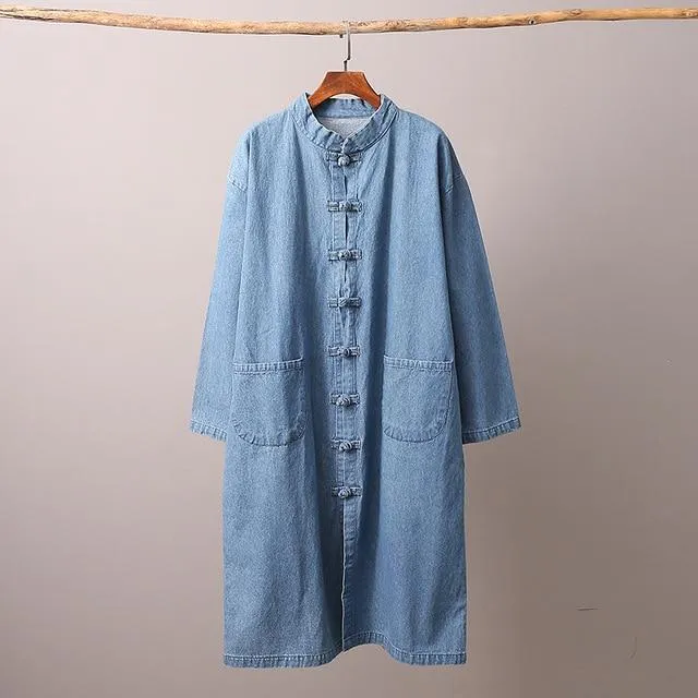 Mandarin Collar Zen Denim Cardigan  | Zen